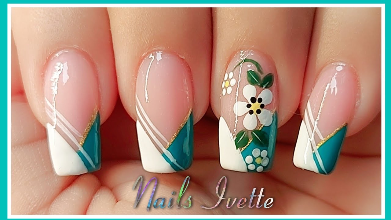 Hermosas!!! Uñas sencillas y elegantes / Diseño de uñas french 2 colores / Decoración de uñas flores