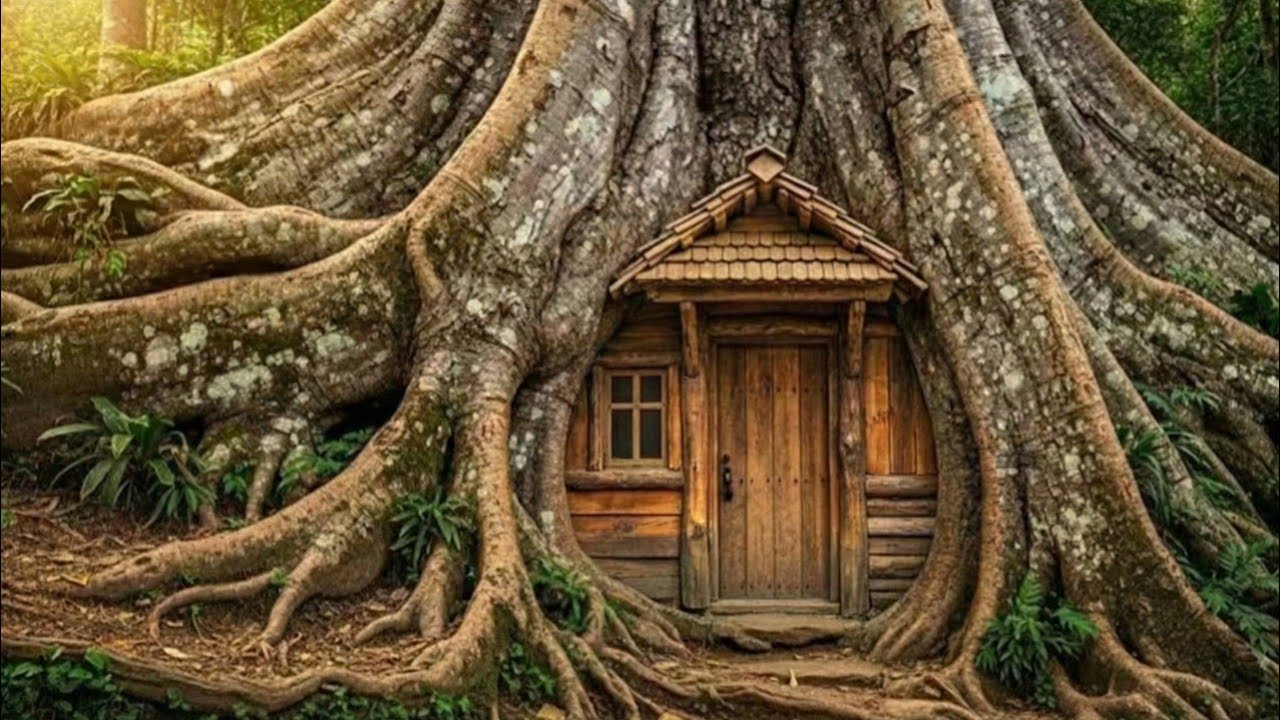 I spent 100 hours building a wooden shelter under a thousand-year-old tree.