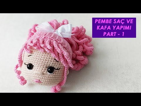 Pembe Saçlı Bebek Kafa ve Saç Yapımı 1. Bölüm(amigurumi doll Pattern)English subtitle