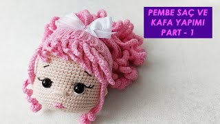 Pembe Saçlı Bebek Kafa ve Saç Yapımı 1. Bölüm(amigurumi doll Pattern)English subtitle