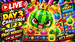 🔴 LIVE 🍉 DAY 3 | EP 2 🔥 INSANE FRUIT MERGES! Can We Win? screenshot 3
