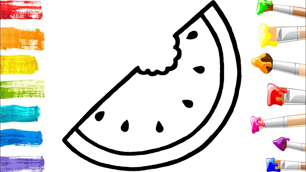 How to Draw Watermelon Coloring Pages Fruit for Kids Learn Drawing