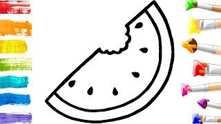 How to Draw Watermelon Coloring Pages Fruit for Kids Learn Drawing