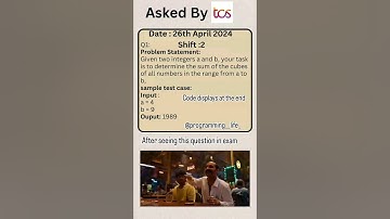 TCS NQT coding question Date : 26th April 2024 Shift : 2 Like || share || comment || Follow