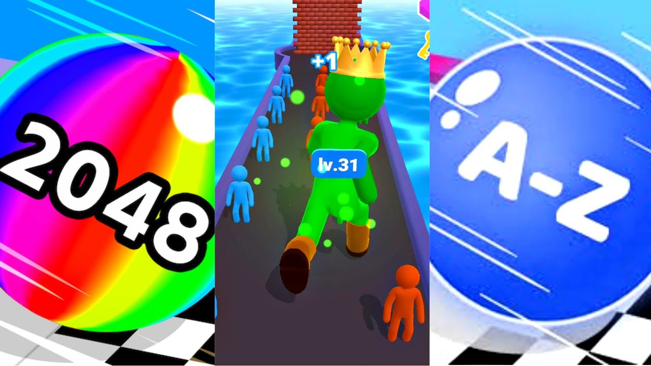 Ball Run 2048 Vs Giant Rush Vs A-Z Run | All Level Gameplay Walkthrough Android.iOS New Update! P1