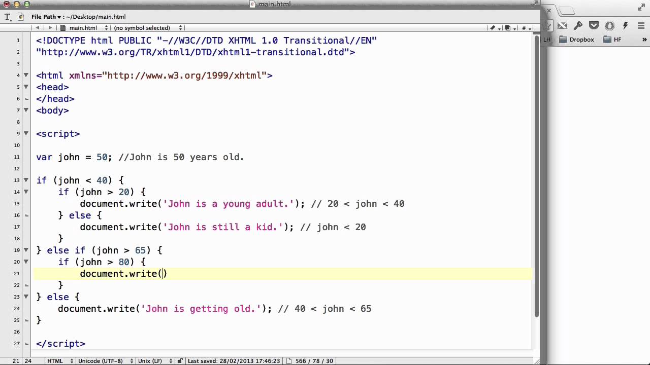 JavaScript - 6. multiple if statements