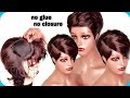 #how to make a cut with a closed parting without glue without closure /  mini coupe raie fermée 😊