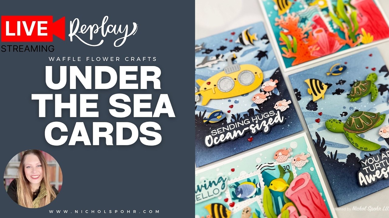 Waffle Flower Under the Sea Release | 4 Layered Ocean Scene Cards