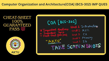 Most Important COA (BCS-302) topics (AKTU)| Computer Organization Architecture CHEAT-SHEET for 100%💯