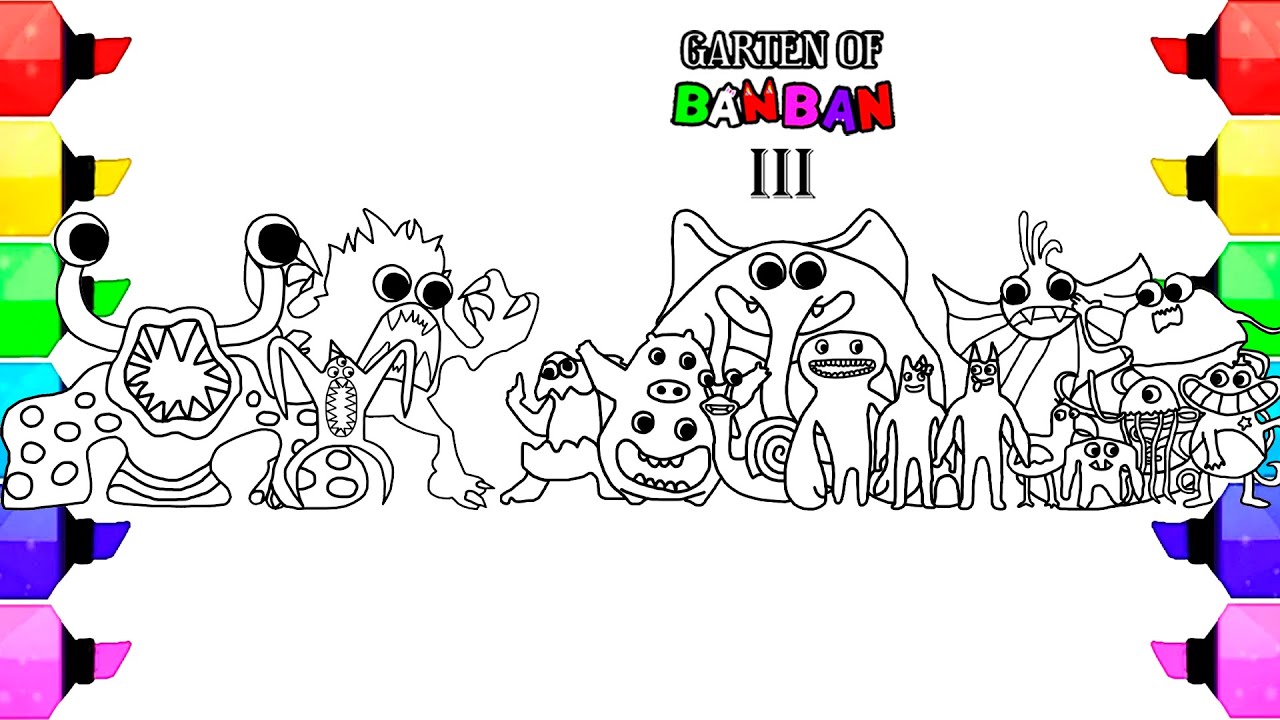 Garten Of Banban 3 New Coloring Pages / How to color All Monsters / Cartoon  - On & On [NCS] 