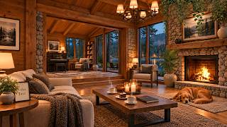 Soft Forest Cabin Rain, Everything Feels Calme & Warm Fireplace Jazz Piano Music Ambience screenshot 3