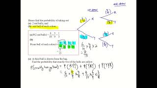 Multiplication of Probabilities Without Replacement: 3 Events with 3 Cases (RYY, YRY, YYR)