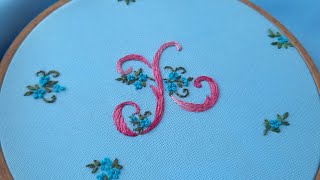 Letter X - Satin Stitch - letter EMBROIDERY - Floral Antique Embroidery