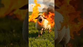 sheep caught fire#ai #animals #foryou #trendingshorts #facts #viralvideo #cartoon #cow #sheep