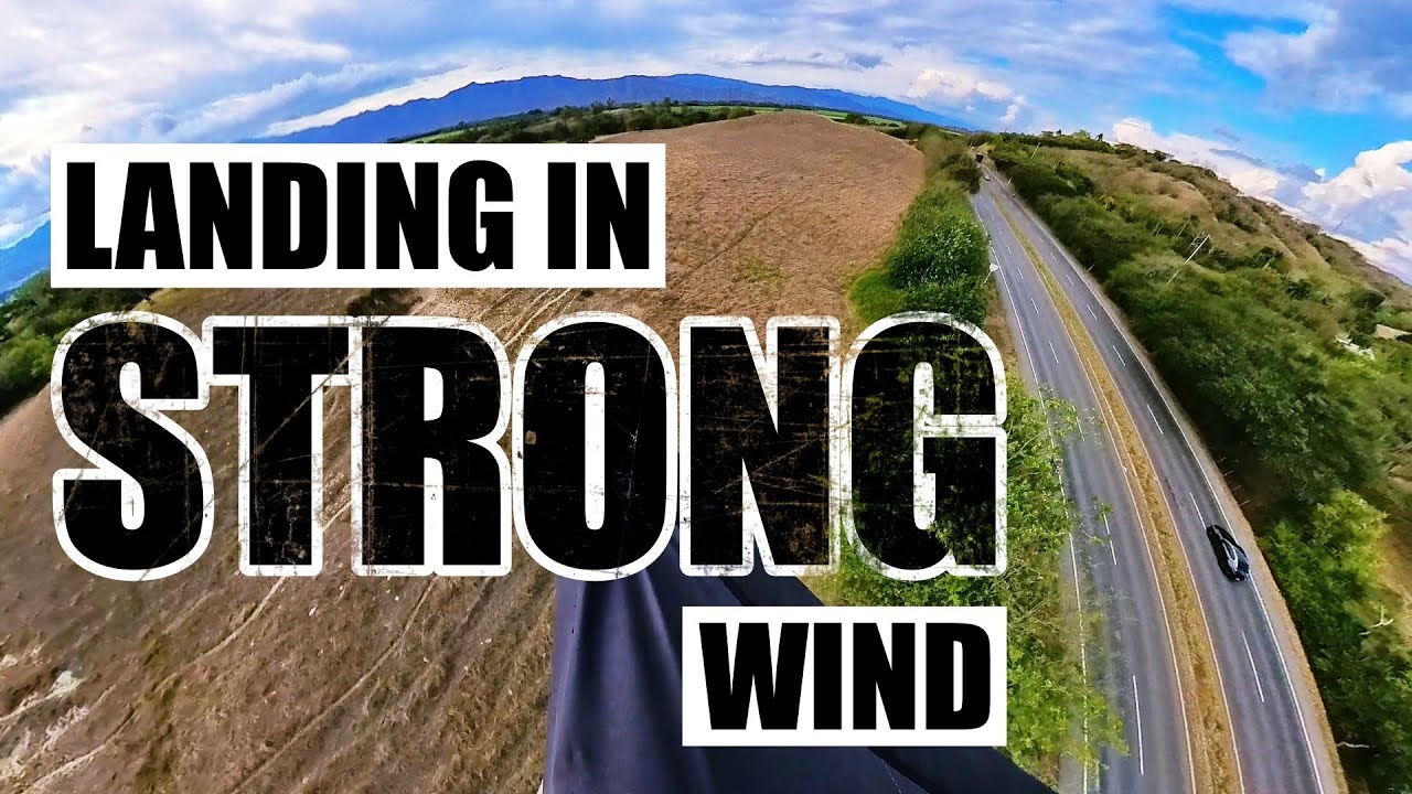 Посадка на параплане при сильном ветре