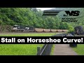 What happens when a train stalls on Horseshoe Curve?