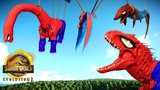 Jurassic World Evolution 2 - Spider Man I-Rex vs Spider Man Mosasaurus vs Spider Man Tropeognathus