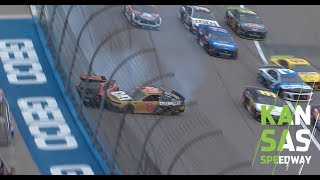 Daniel Suarez, others wreck in first overtime | NASCAR race at Kansas Speedway