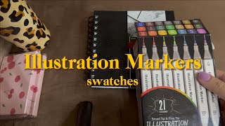Let's try new art supplies | Illustration markers swatches | Markers Unboxing ASMR