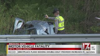 1 dead after fatal overturned crash on I-87 in Wake County: NCSHP