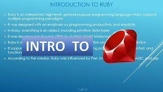 Introduction to Ruby | What is Ruby | Features | What can Ruby be used for | Pros and cons of Ruby