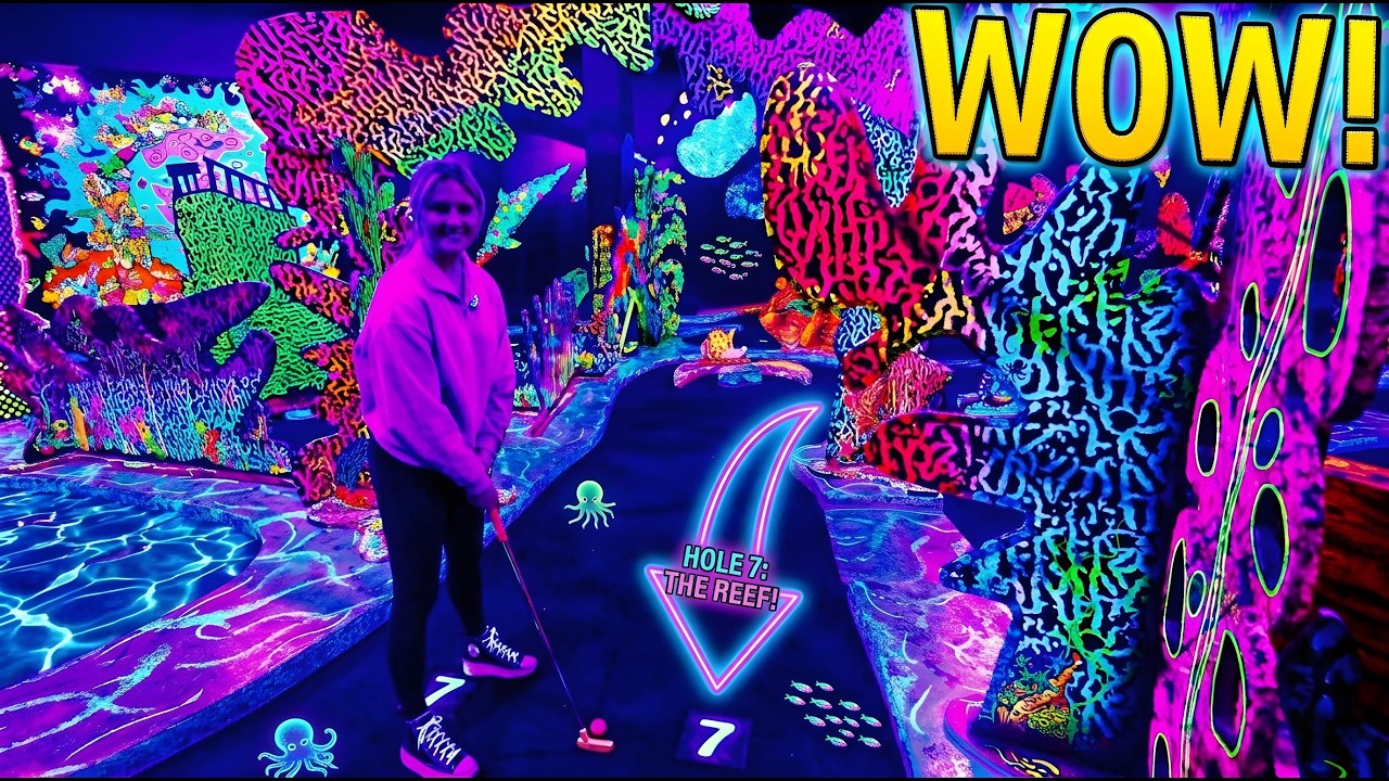Elisha's FAVORITE Blacklight Mini Golf Course!