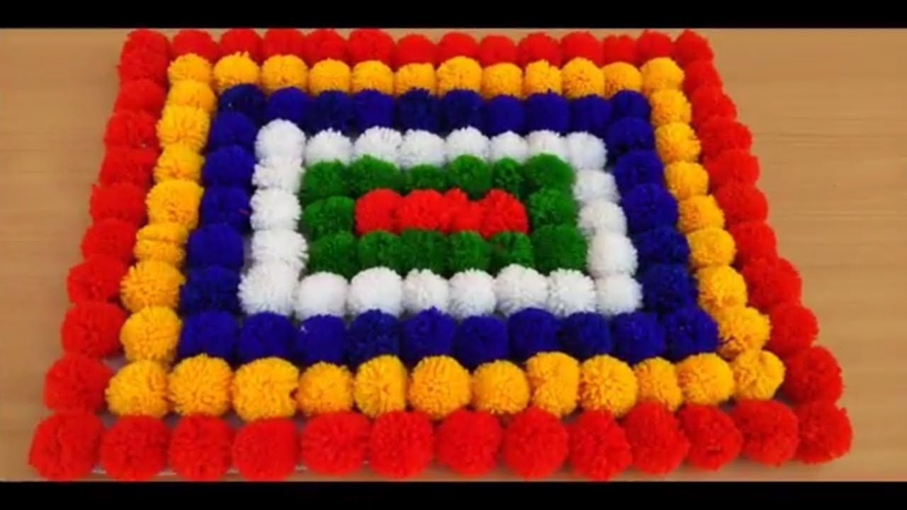 BEAUTIFUL DOOR MAT FROM POM POM FLOWERS HOW TO MAKE DOOR MAT FROM