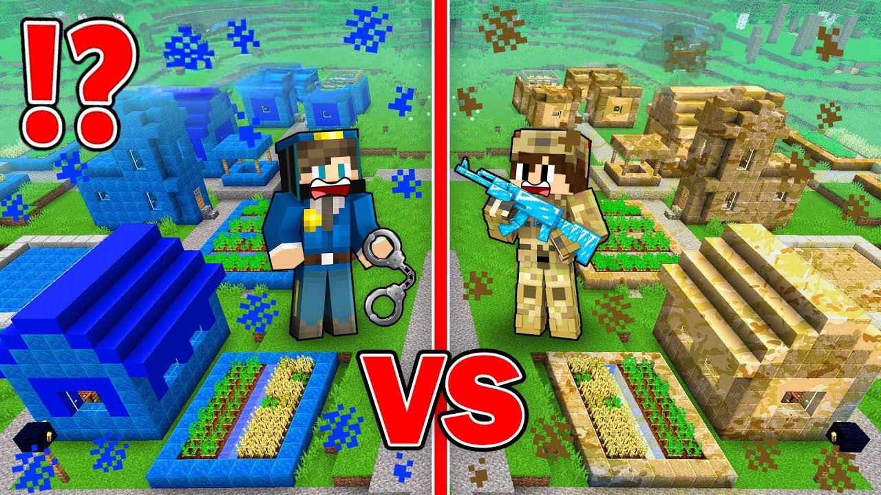 ماين كرافت : الحماية ضد الهجوم ولكن قرية الشرطة ضد قرية الحرامية !!؟ 🔥😱
