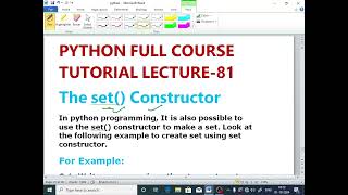 PYTHON LECTURE - 81| The Set() Constructor To Create Set| Full Explanation With Code(@EnhanceCodeLearning