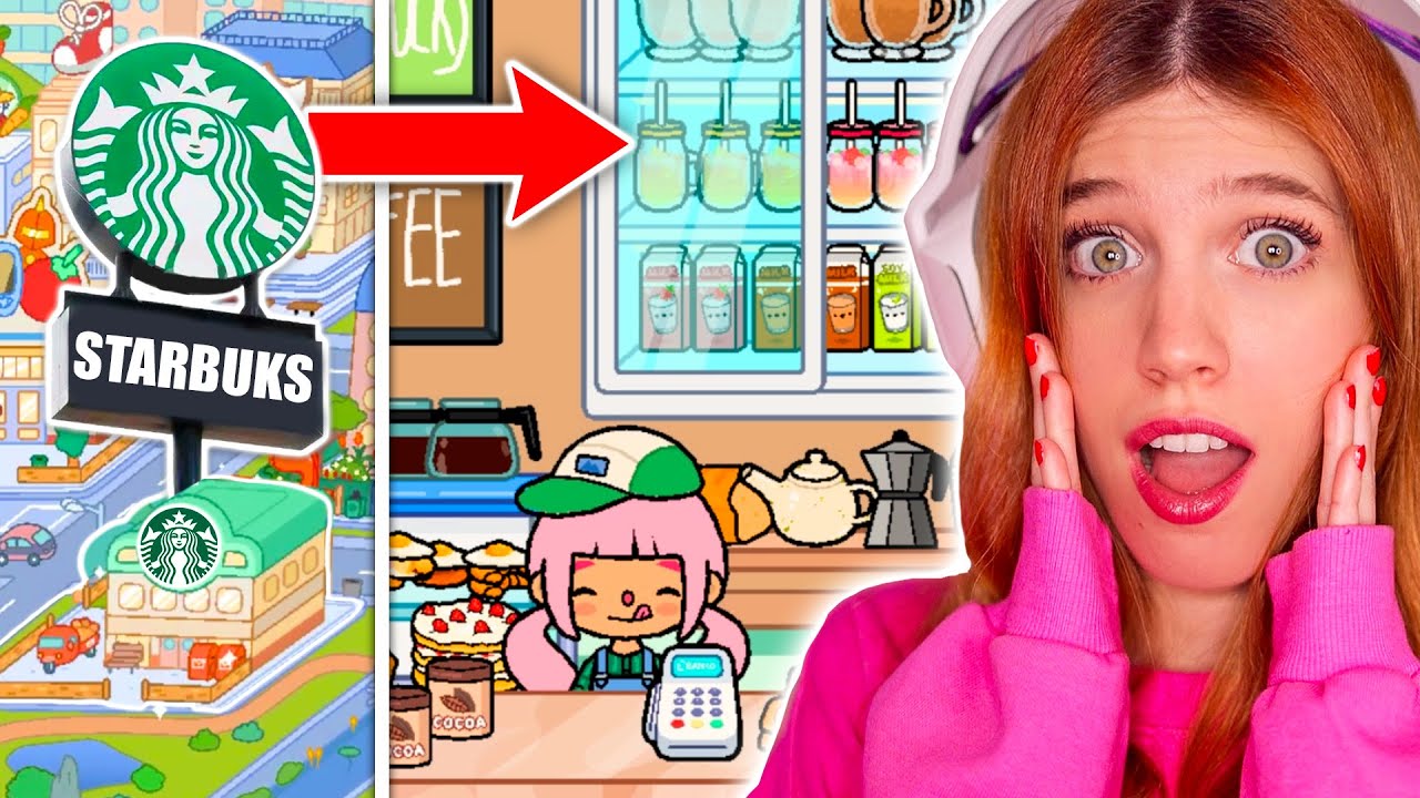 CREO un *STARBUCKS* en TOCA LIFE WORLD!! ☕️💚 (Cómo hacer una cafetería en Toca Boca) | Laia Oli