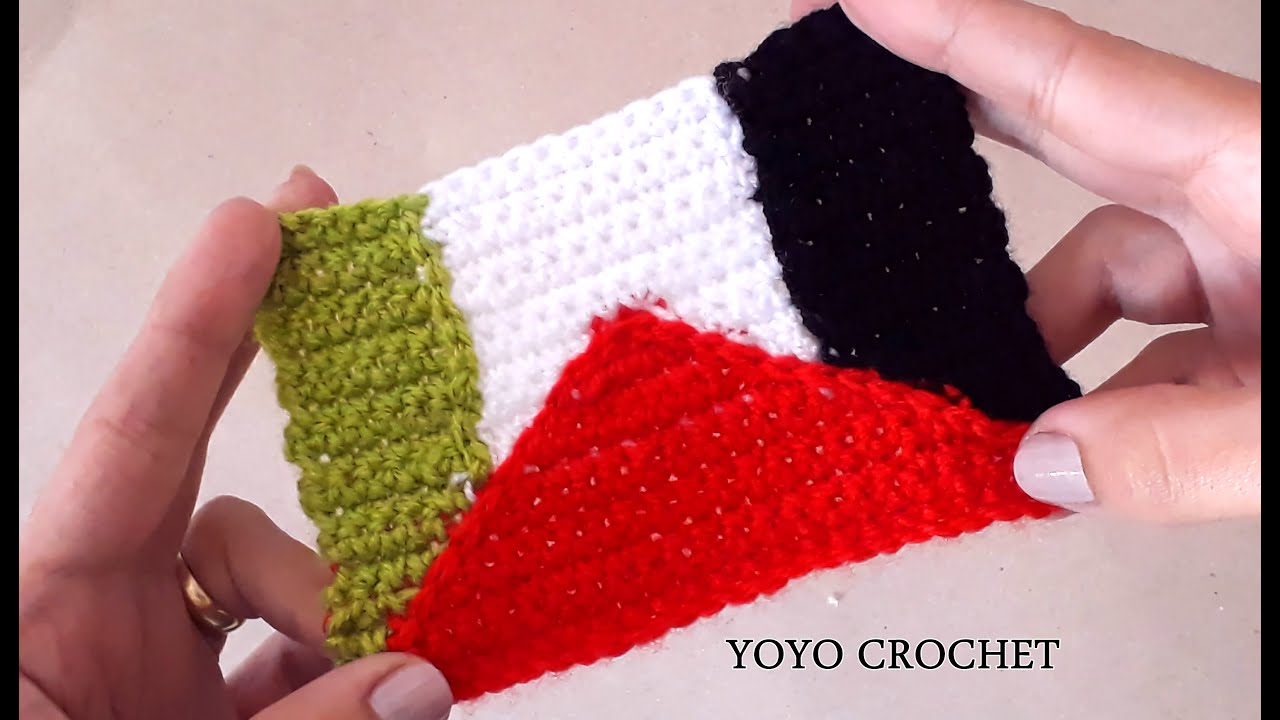 كروشية تابسترى/ كوفية كروشية علم دولة فلسطين/ أهداء لأهل فلسطين الشقيق -crochet tapestry#يويو_كروشية
