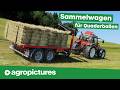 Eigenbau Sammelwagen für Quaderballen | STEMAG QuadroCollect Ballensammelwagen beim Stroh Pressen