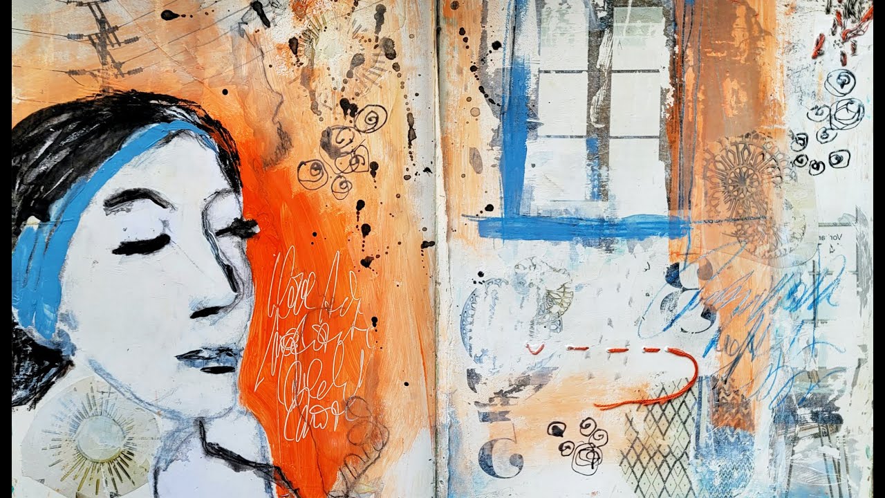 Art Journaling 10 Minuten Täglich Acrylfarben Buntstifte Grafite Gesso How to Artjournal Anfänger