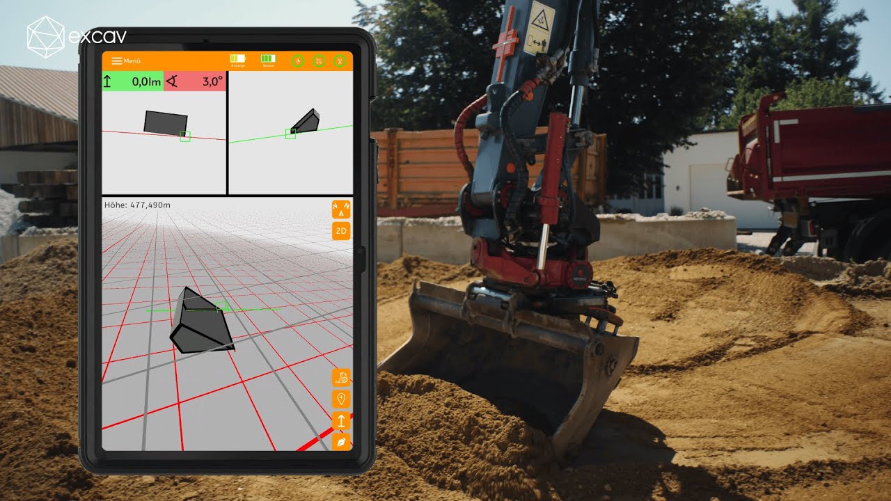 Fläche aus drei Punkten, abziehen mit Planierbalken | excav PILOT | 3D-GNSS-Assistenzsystem | 2025