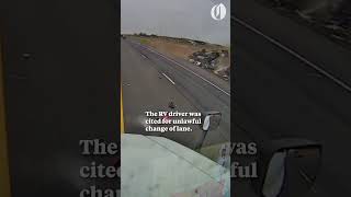 RV flips after changing lane into semi truck