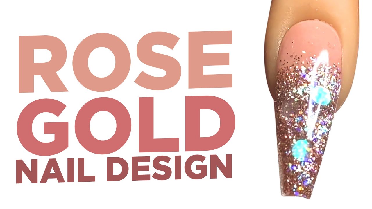 2. Rose Gold and White Glitter Nail Design - wide 10