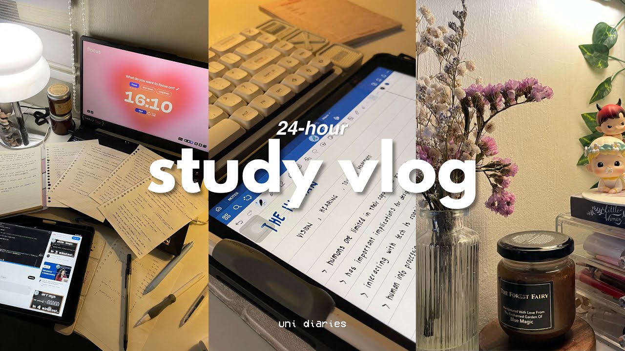 24HR Study Vlog📚🌷— early morning, productive day, taking notes, pomodoro method & new semester prep!