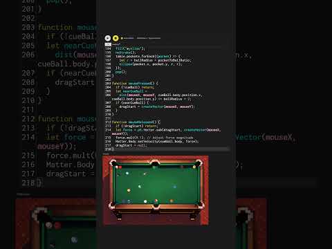 How to code Pool (Final Part): #p5js #javascript #learncoding #gamedev