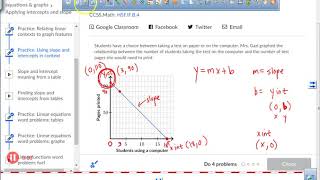 KA Using Slope and Intercepts in Context Using Slope And Intercepts In Context Example Video