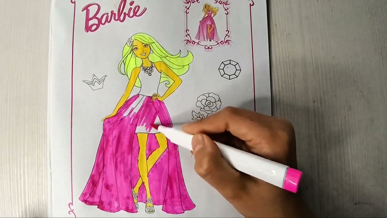 Barbie Fashion Drawing 💖  Aesthetic Dress Design & Coloring Art ✨