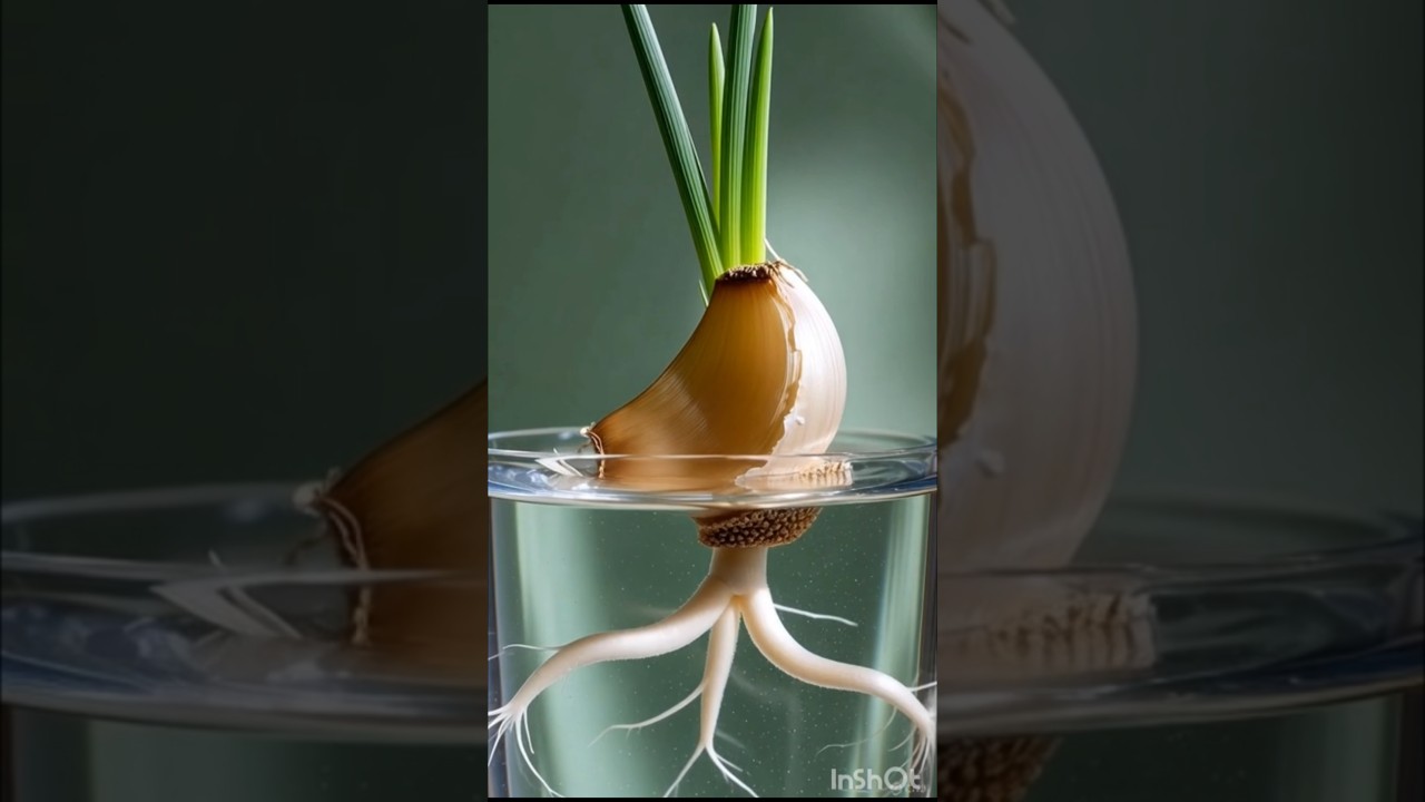 😱AI Garlic Growth Timelapse😱🌱 | Roots to Leaves in Water | AI Generated Video