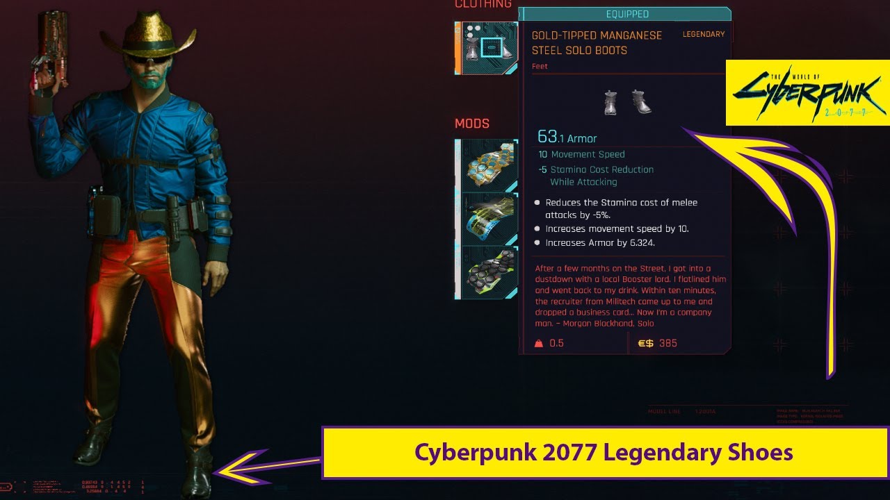 Cyberpunk 2077 Legendary Shoes Nomad or Rocker Style - YouTube