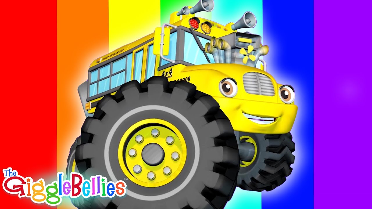 Wheels on the Bus + Color Crush! Nursery Rhymes and Monster Trucks
