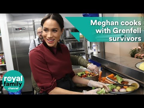 Meghan cooks with Grenfell survivors at community kitchen