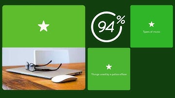 94% Answers | Types of music – Things used by police officer – notebook and glasses picture