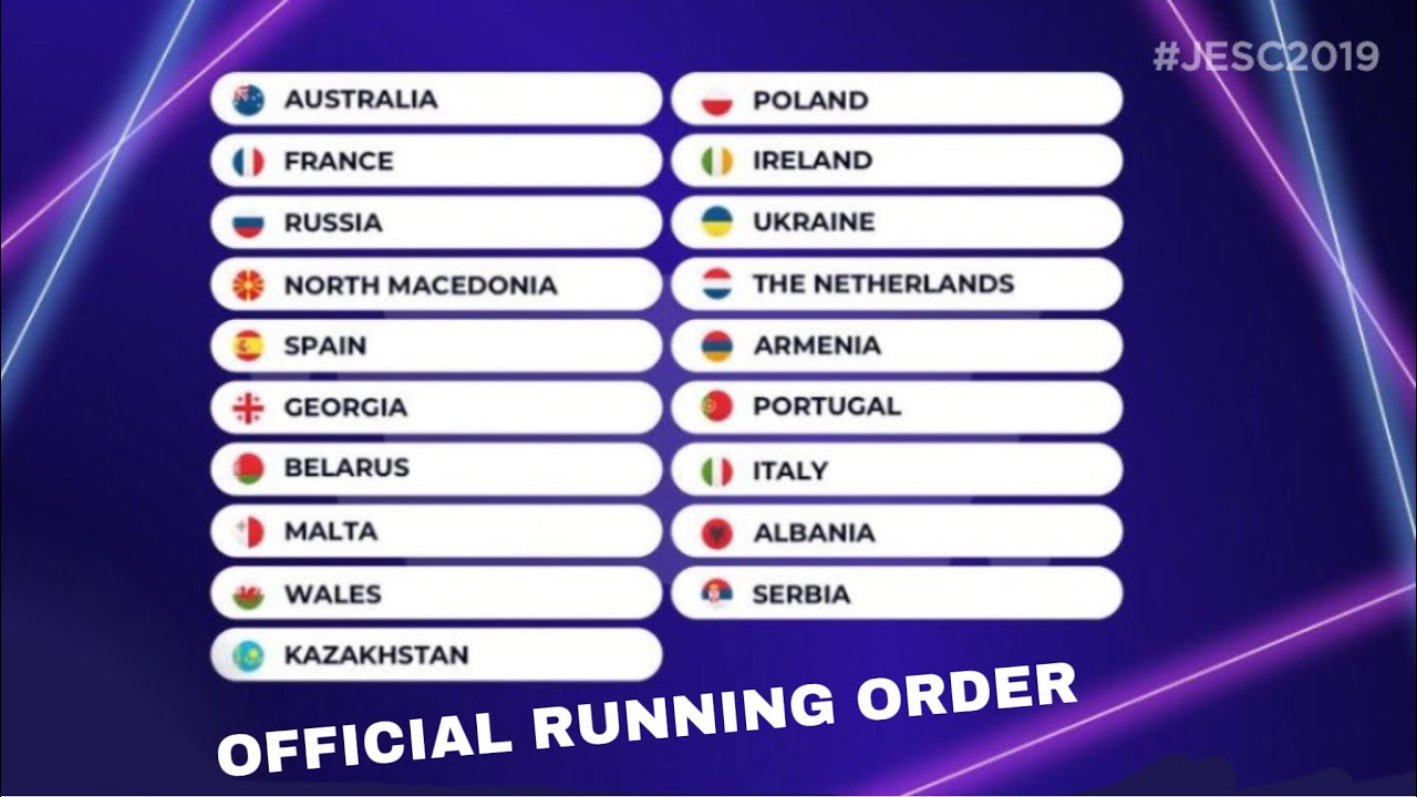Junior Eurovision 2019 - Official Running Order - YouTube