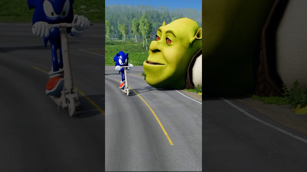 Sonic Escapes GIANT SHREK on a Scooter! 😱 #beamngdrive #shorts auf YouTube ansehen Sonic Escapes GIANT SHREK on a Scooter! 😱 #beamngdrive #shorts auf YouTube ansehen
