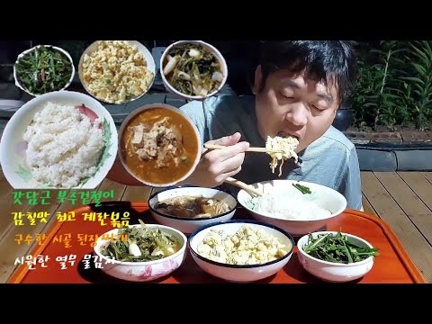 ASMR 든든한 밥도둑 ! 시골 된장찌개와 갓담근 부추겉절이입니다. 고슬고슬 감칠맛 최고인 계란볶음과 시원한 열무김치는 집밥을 더욱 맛있게 해줍니다 집밥 먹방 MUKBANG