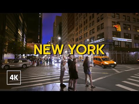 New York, الولايات المتحدة | Lower MANHATTAN NYC | جولة ليلية في المدينة 4K