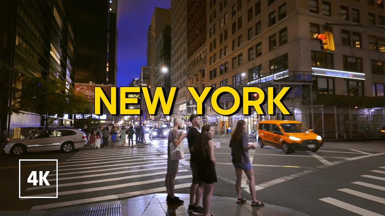New York, Amerika Serikat | Lower MANHATTAN NYC | Jelajah Kota Malam 4K